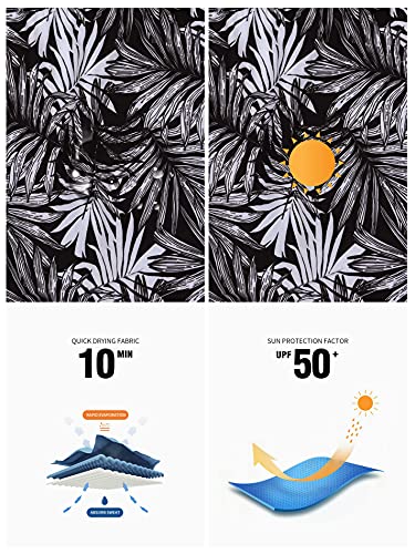 Actleis US-GWA081LBBL Womens Swim Shorts Upf50+ Board Shorts Quick Dry Beach Shorts Drawstring Sports Summer Bottom L Botanical Black thumb #5