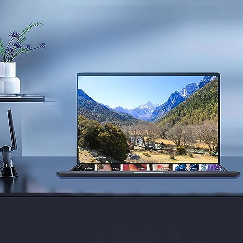 Laptop mit Doppelbildschirm, Schlanker Laptop-PC mit 1920 X 1200 HD, Laptops für Geschäftsreisen, 10750H-Prozessor, 16 GB DDR4 2666 MHz, mit Touchpad (16 GB + 512 GB EU-Stecker) – Bild 3