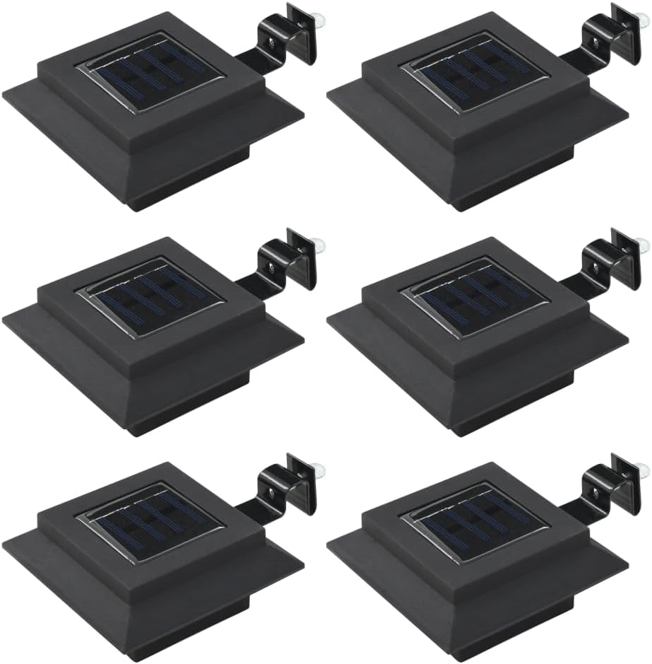 vidaXL Solar Lamp Set of 6 Black Plastic 4.7 in Square Solar Lamp