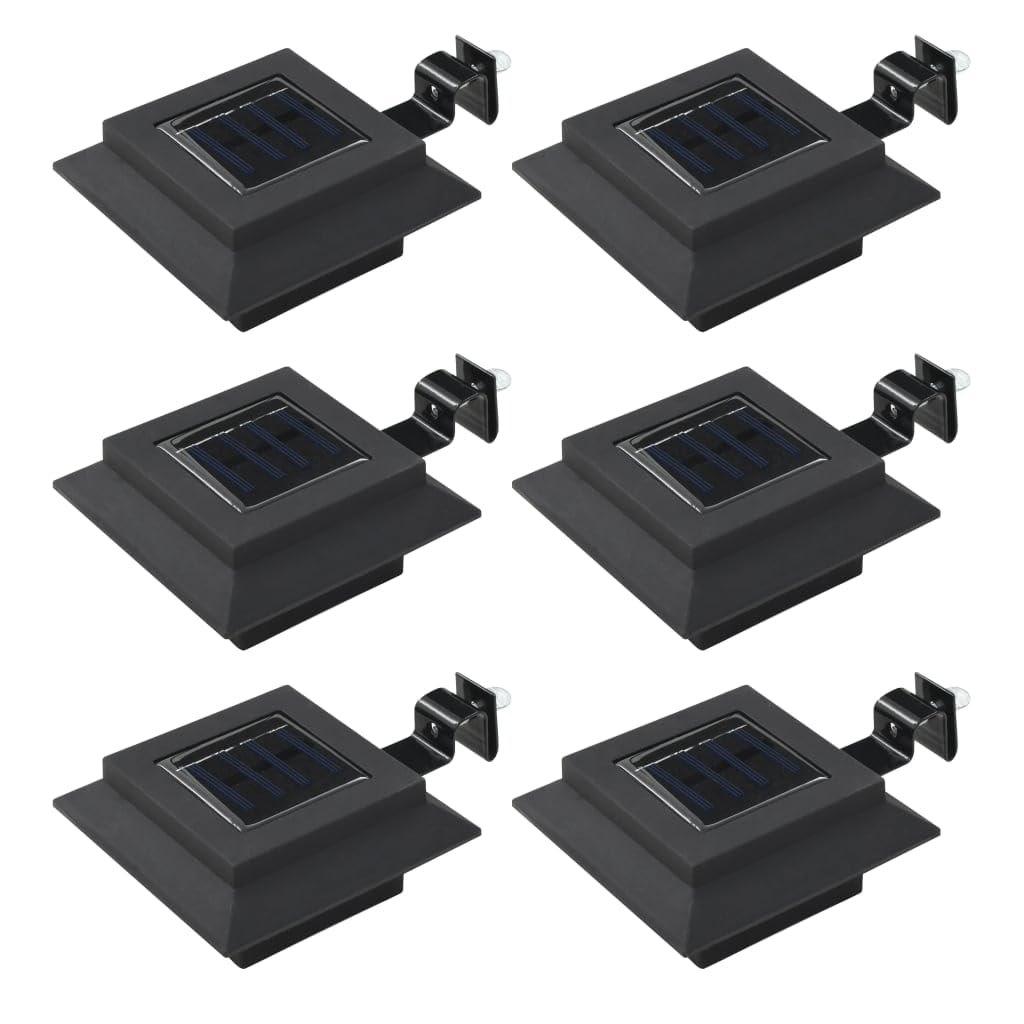 vidaXL 6X Outdoor Solar Lamps LED Square 12cm Black Garden Lighting Fixture