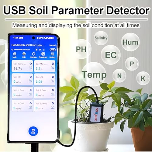 Image of XPR3SS Type-C Professional Soil Tester 8-in-1(Android App Support only) Moisture PH EC NPK Temperature Fertility Salinity Soil Sensor | RS485 Interface | Used in Agriculture Indoor /Outdoor Plant Care
