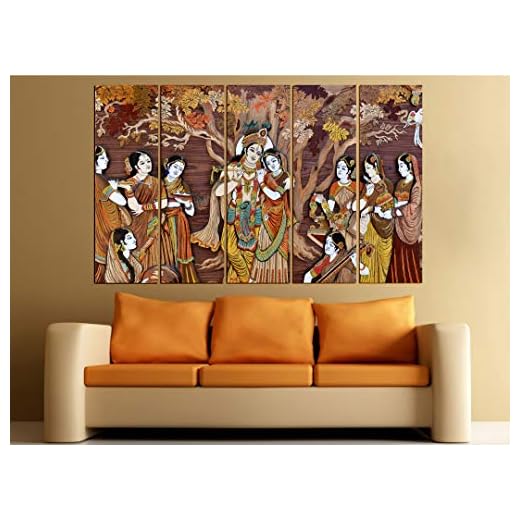 KYARA ARTS big size Beautiful Radha Krishna wall painting with frame wooden framed multicolor 60inchx36inch s07