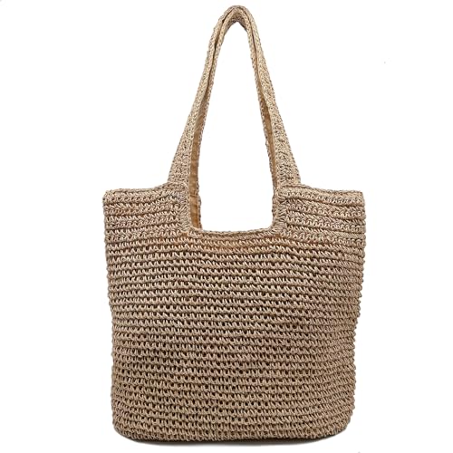 Aphoraeny Straw Beach Bag Buckets Totes Handbag Shoulder Tote Bag Straw Purse Summer Purse Women Summer Handbag