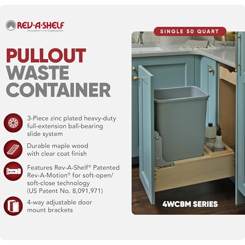 Contenedor para basura de 50 Qt con rieles suave beige miniatura 2