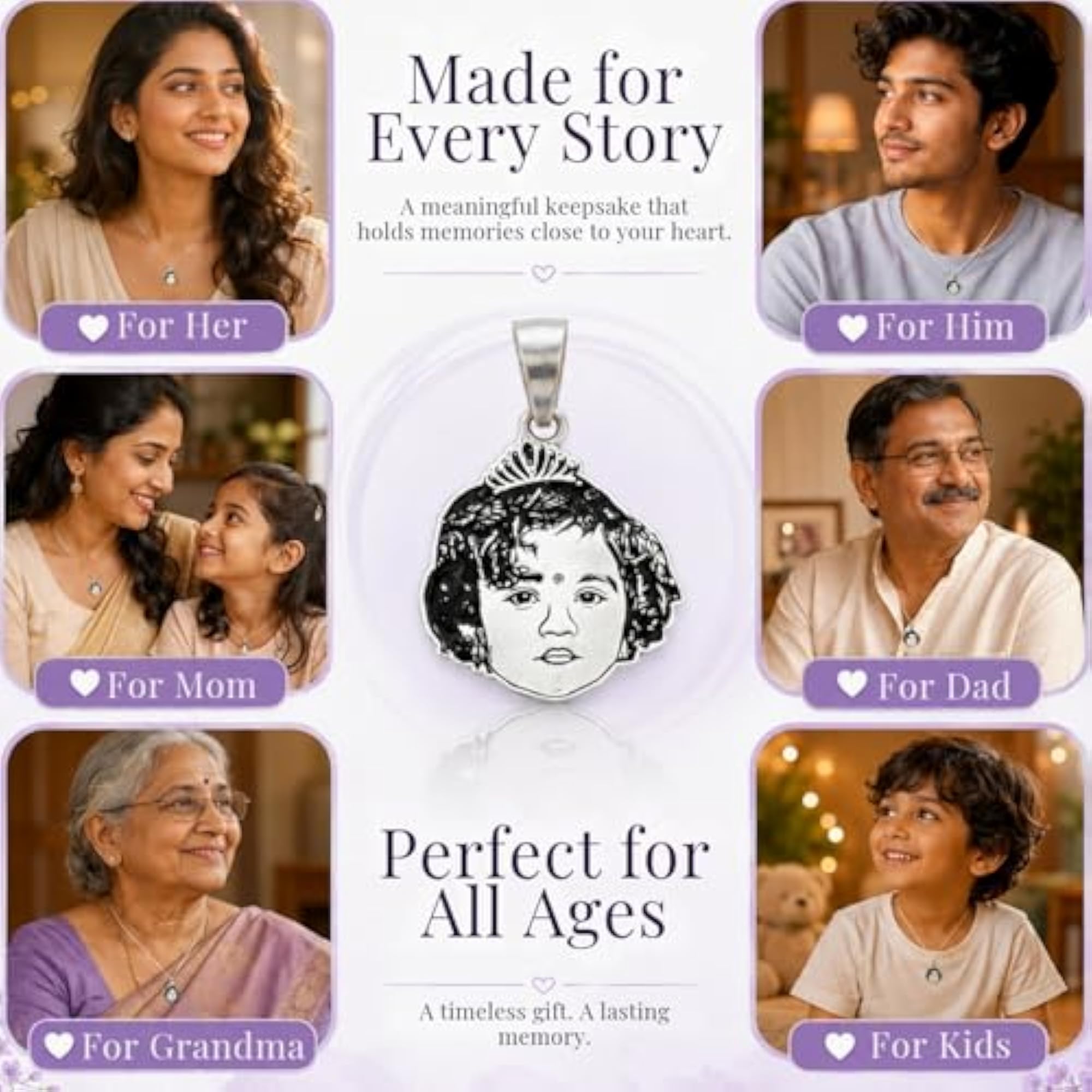 Personalized Photo Pendant Necklace, Custom Engraved Gift