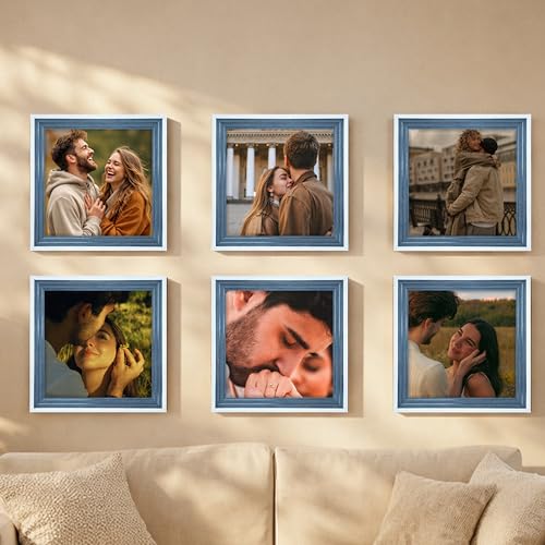 Image of Art Street Luxury Photo Frame for living room, Modern Step Design Photo Frames for Photograph, Art Work, Kids Room Set of 6 (12x12 Inch, Blue)