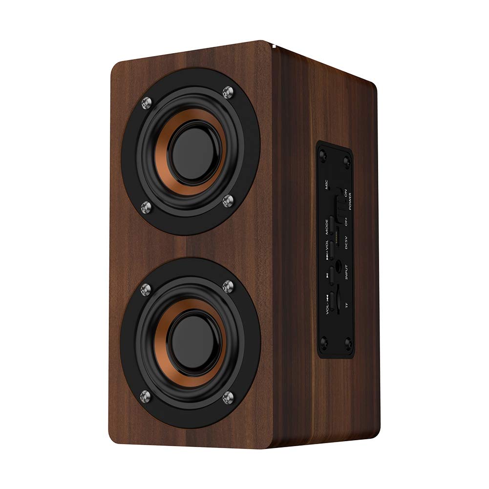Vintage Radio Retro Bluetooth Speaker - Enceinte sans Fil Portable en Bois Bluetooth 4.2 avec Radio FM, réveil, Carte TF, Aux, Son Puissant et Caisson de Basses, pour la Maison en Plein air
