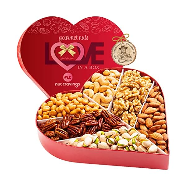   NUT-CRAVINGS-Gourmet-Collection-Easter-Mixed-Nuts-Heart-Shaped-Gift-Basket-Love-in-A-Box-6-Assortments-Romantic-Arrangement-Platter-Healthy-Kosher-USA-Made-Corporate