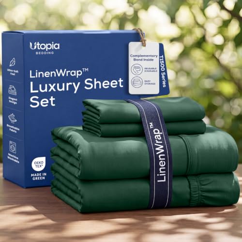 Image of Utopia Bedding Queen Sheet Set 4 Piece Soft Sheets - Emerald