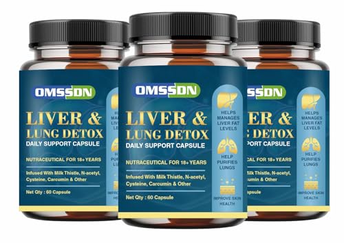 Image of Liver Detox Supplement & Lung Detox Daily Support With Milk Thistle and Curcumin For Fatty liver 60 Capsules (Pack of 3)