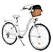 Milord. 26 Zoll 7-Gang weiß Komfort Fahrrad mit Korb und Rückenträger, Hollandrad, Damenfahrrad, Citybike, Cityrad, Retro, Vintage