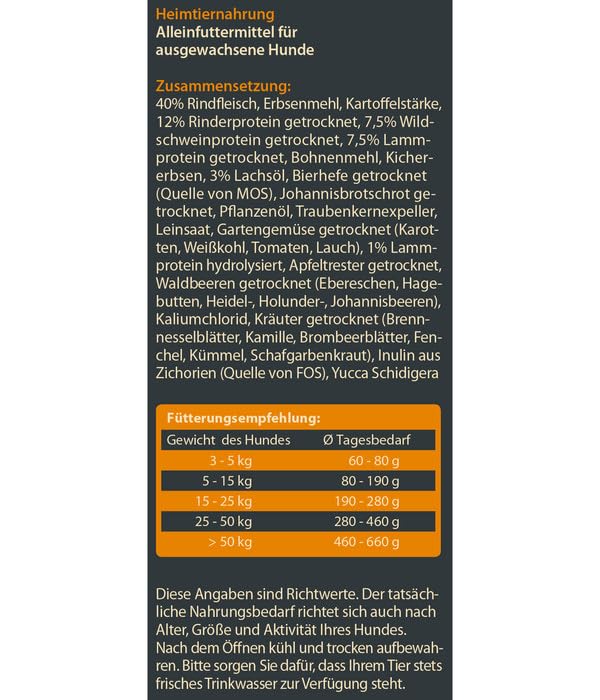 Dehner Wild Nature Hundefutter Unterholz, Trockenfutter getreidefrei / zuckerfrei, für ausgewachsene Hunde, Wildschwein, 4 kg