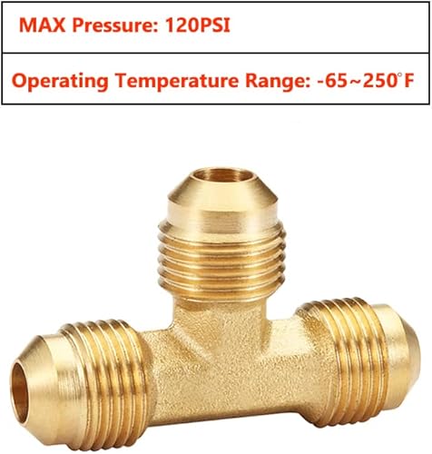 Miniatura 3 de HQMPC Flare Fitting Latón Tee 38" Flare Tee Tubo de latón Montaje de gas 6 piezas