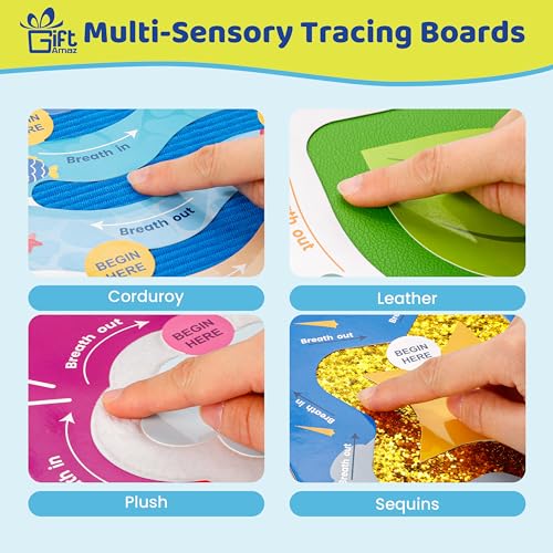 GiftAmaz Multi-Sensory Mindful Maze Boards, Textured Sensory Calming Toys for Kid, Finger Path Breathing Board, Calming Corner Items Social Emotional Learning, Mindful Sensory Cardboard Box for Kid 3+ - Image 4