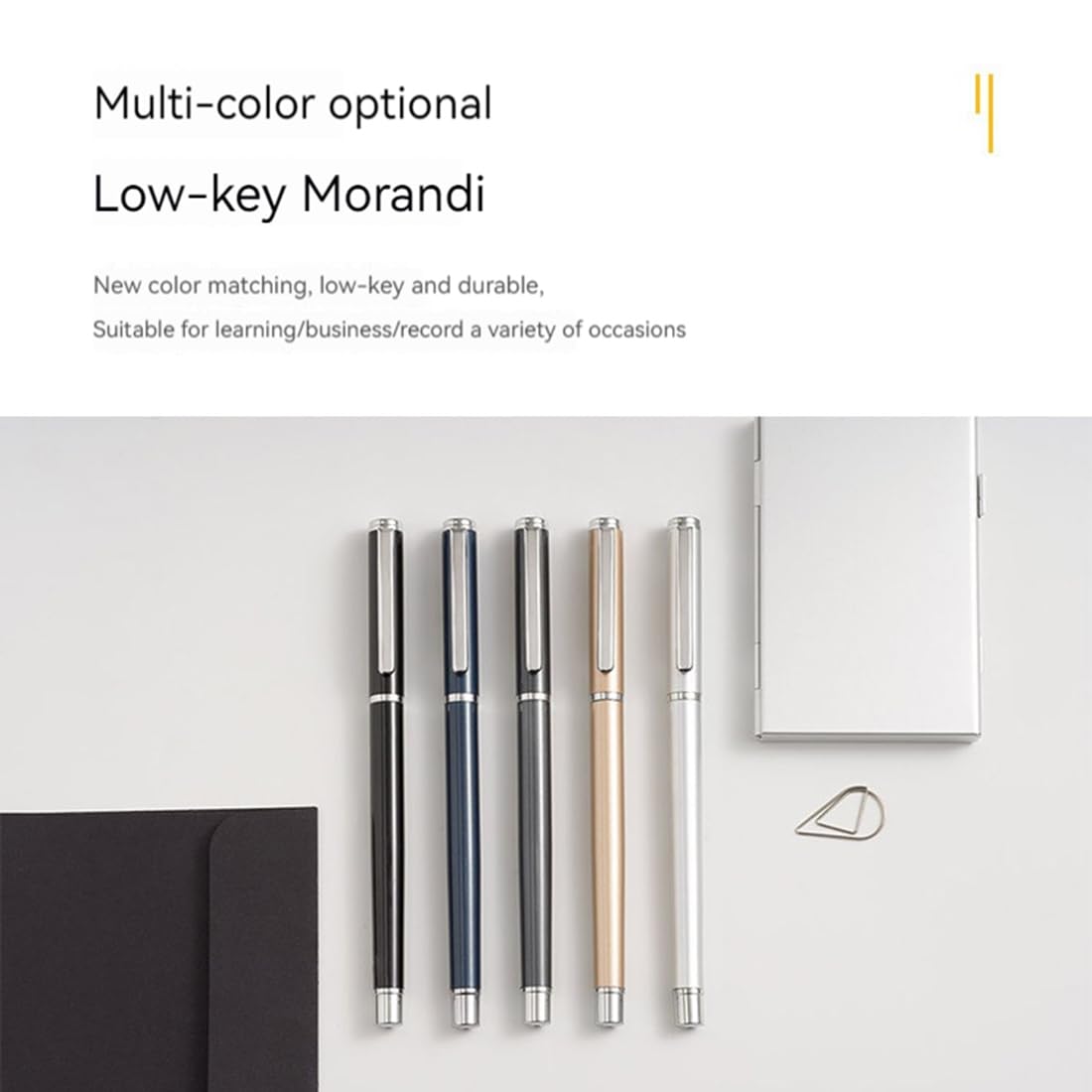 PolMinrs Black Pens,Metal Ballpoint Pens ,High-End Handwriting Pens for Bullet Journal Notebook. School & Office Supplies for Students Adults(5 Pcs) (Black 5Pcs) - Image 3