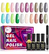 AUBSS Gel Nail Polish Set-20 Pastel Colors Gel Polish Set Natural Neutral Nude Gel Nail Polish Ki...