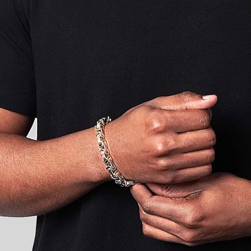 Invicta Bracelet for Men, Stainless Steel Chain Jewelry, Polished Byzantine, 8mm, 8.75"2