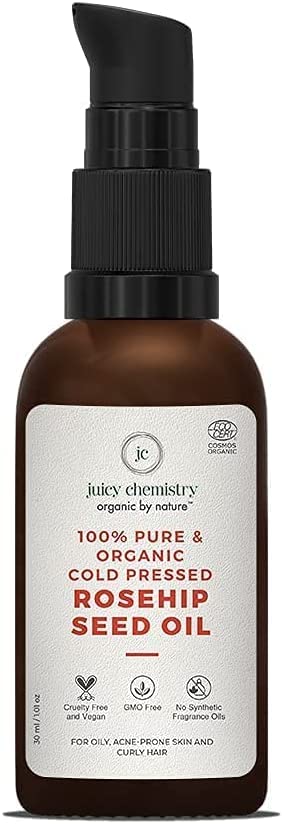 VeremJuicy Chemistry Organic Rosehip Oil, Cold Pressed Skin Care Oil, 30 ml Carrier Oil for Anti-Aging and Acne Removal