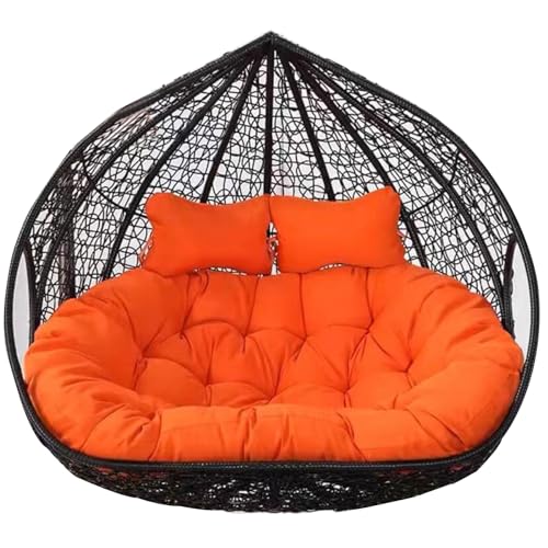 Cojín doble para silla oscilante de 2 plazas con forma de huevo, para colgar en forma de cesta con hamaca, color naranja y rojo, 170 x 120 cm