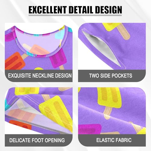 Ice Cream Purple Pajama Set Short Sleeve Pajamas Shorts Sets Cotton Soft Loungewear Sleepwear 5Y4