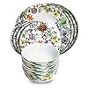Gusto buono porcelain 12pcs dinnerware setfloral design on premium white 4 cereal bowls 55 4 salad plates 75 4 dinner plates 105 perfect dinner set for dining parties gifts  urban country home decor