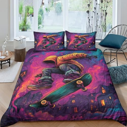 Housse de couette 200x200 cheval blanc 3D avec parure de lit microfibre douce