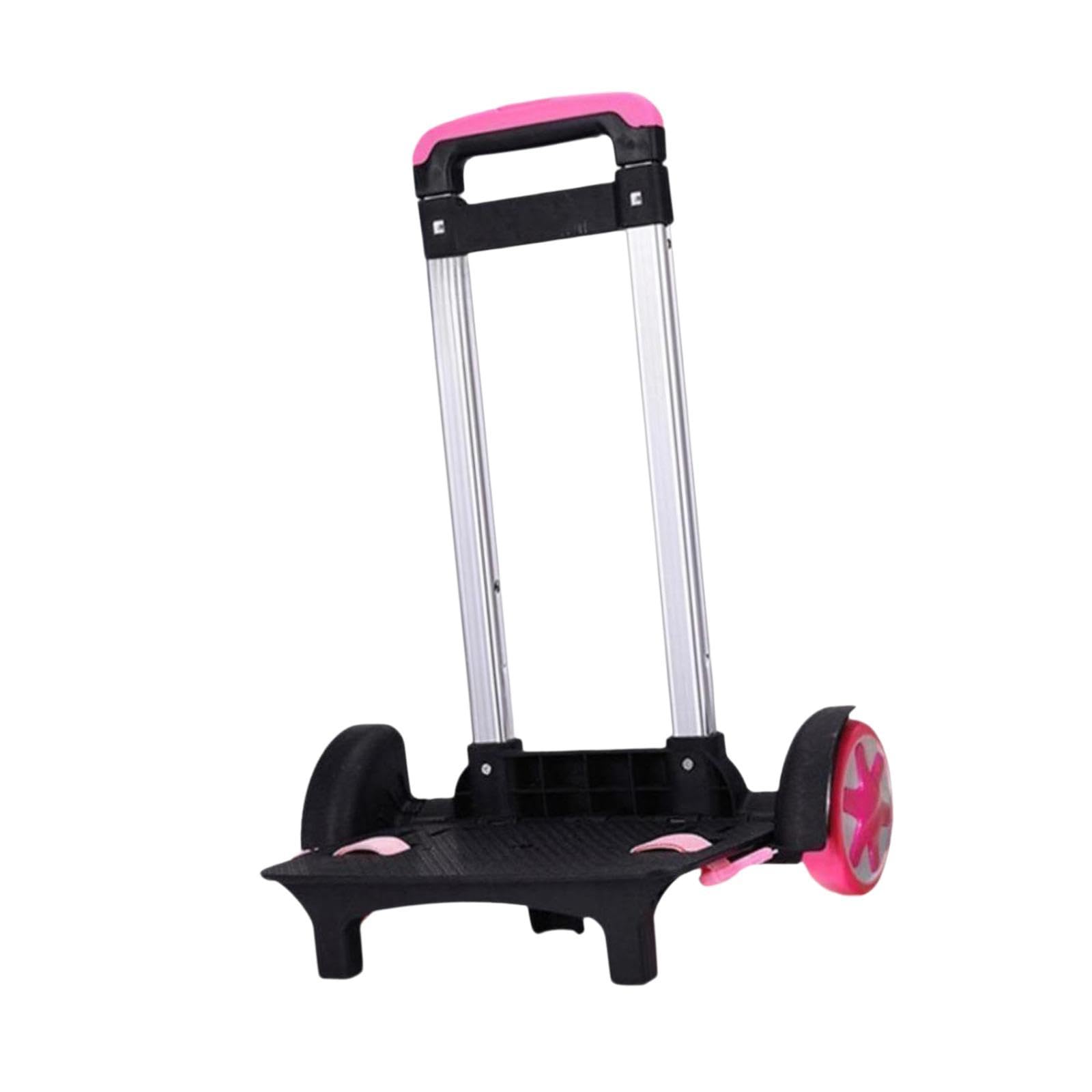 Carrello Zaino Telescopico Alluminio Supporto Pieghevole Multifunzione Trolley Bagaglio Portatile con Base Leggera Adatto per Scuola Viaggio Campeggio, Rosa Rossa