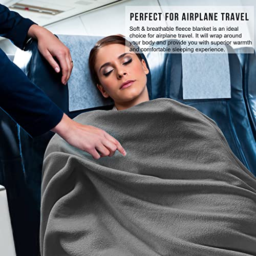 Otoez Travel Blanket Warm And Lightweight 67 X 47 In Large Airplane Blanket In Portable Compact Bag With Luggage Strap 3-1 Soft Breathable Blanket Sheet Pillow For Flight Train Car Camping Trip, Gray #TOP4