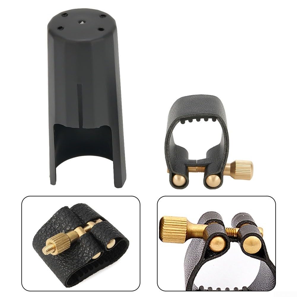 Ligature Sax, Embouchure de saxophone ténor, ligature en cuir avec capuchon, ligature d'embouchure de clarinette en cuir synthétique (pour ténor)