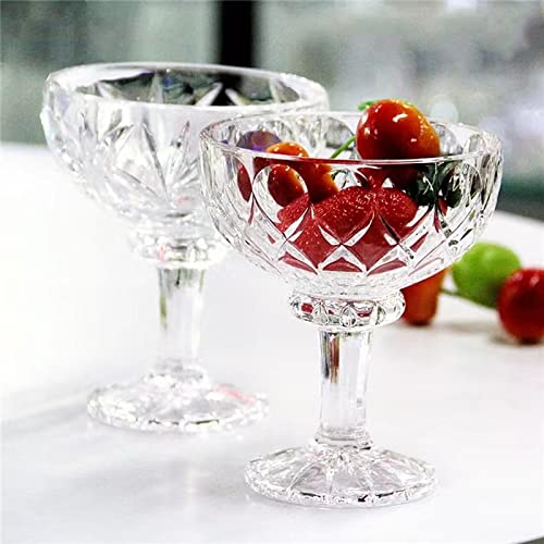 Starluckint 3Pcs Glass Ice Cream Bowls, 8Oz Clear Footed Dessert Bowls, Crystal Thick Sundae Cups, For Dessert, Snack, Salad, Pudding, Cocktail, Fruit Holiday Party (Color : Rhombus) #TOP3