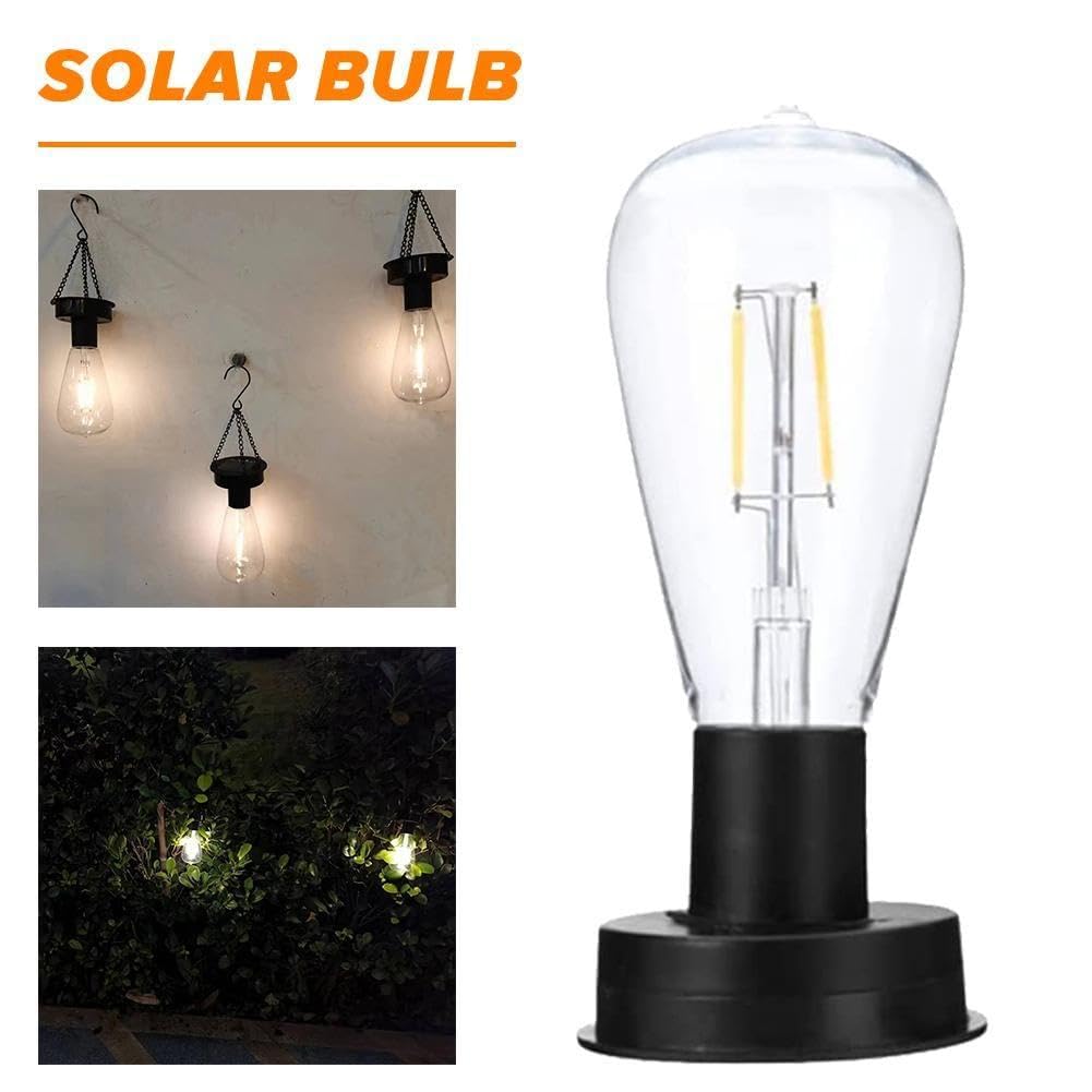 1 x żarówka solarna LED, 7 cm, filament wolframowy, automatyczna lampka nocna IP65, dekoracyjna, odporna na warunki atmosferyczne, oświetlenie ogrodowe