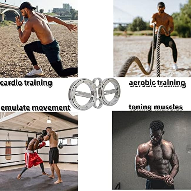 FIITY 8/12 Pounds Multifunctional Hand and Forearm Trainer - Spinning Burn Muscle Training - 360 Degree Rotating Grips ¨C Sliver/Black