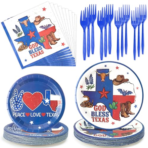 JuPelozak Western Plates Napkins Tableware - 96pcs Peace Love Texas Party Forks Dinnerware Set Decorations Supplies, Cowboy Disposable Tableware Favor for Birthday Celebration Holiday (24 Guests) JuPelozak Western Plates Napkins Tableware - 96pcs Peace Love Texas Party Forks Dinnerware Set Decorations Supplies, Cowboy Disposable Tableware Favor for Birthday Celebration Holiday (24 Guests)