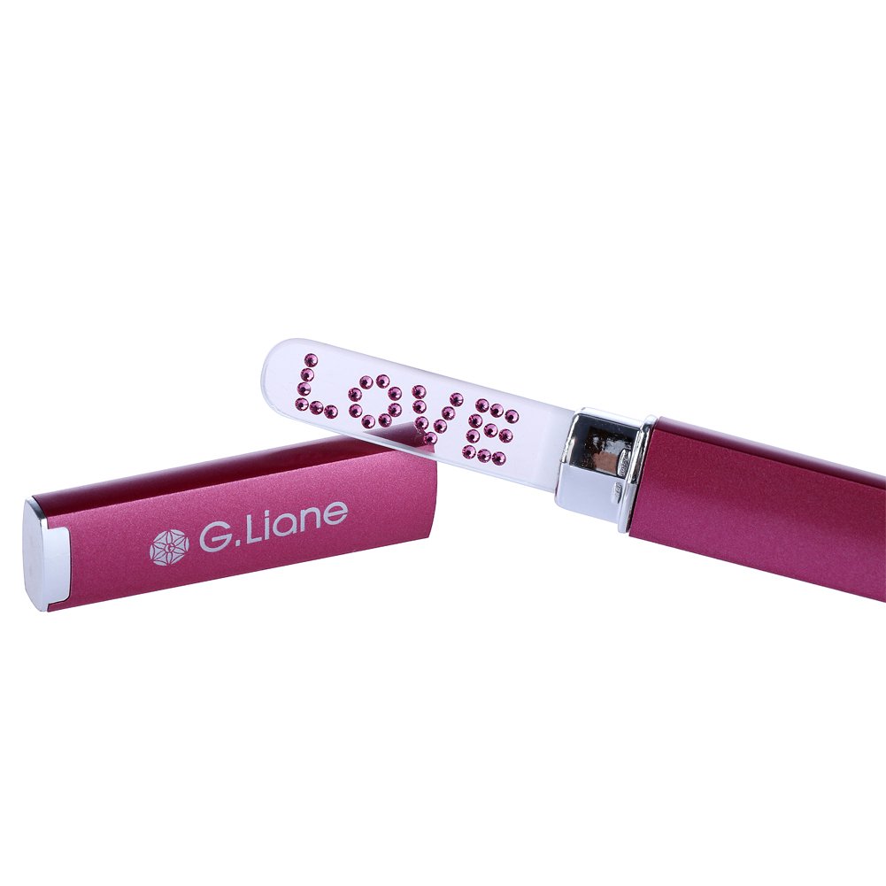 G.Liane Glass Manicure File with Austria Crystals Shape and Smooth Nail File Tool with Case Best for Gentle & Safe Nail Care Kit for Beautiful