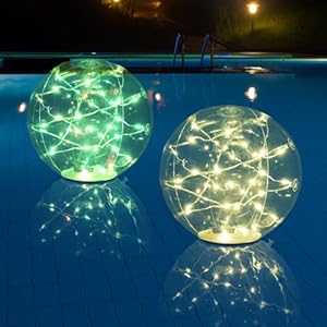 Bawoo Solar Lichterkette LED Laterne Außen Bunte Schwimmende im transparenten Kugelstil 2 Stück Lichterkette Beleuchtung für Garten Terrasse Hof usw