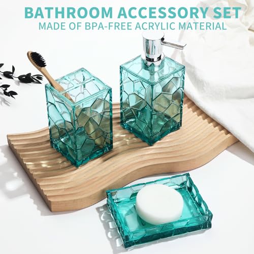 Gahefy 391 Teal Blue Beach Bathroom Accessories Set With Toothbrush Holder, Soap Dispenser, Tumbler, Soap Dish thumb #4