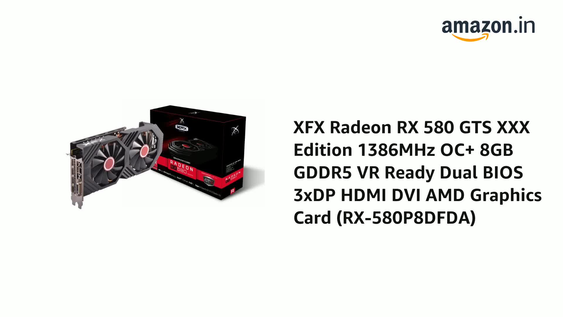 Amazon.in: Buy XFX Radeon RX 580 GTS XXX Edition 1386MHz OC+ 8GB