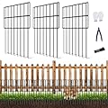 25 Pack Garden Animal Barrier Fence, 17in(H) x27ft(L) No Dig Decorative Fences, 1.5in Spike Spacing Rustproof Metal Garden Fence Border for Dogs Rabbits, Bottom Blocker for Outdoor Yard Patio
