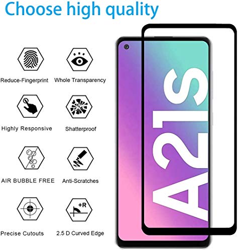 Image of 3D Curved Full Screen Coverage Tempered Glass Compatible for Samsung galaxy A21s (Black)