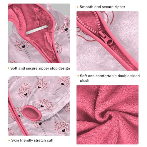 Burning Matches Toddler Fleece Jacket Baby Girls Hooded Zipper Long Sleeve Thick Warm Outerwear 3-10 Years3