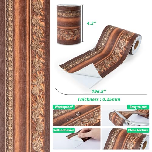 Vinilo adhesivo de pared de PVC impermeable LONGKING de 10m lavable resistente marrón 6