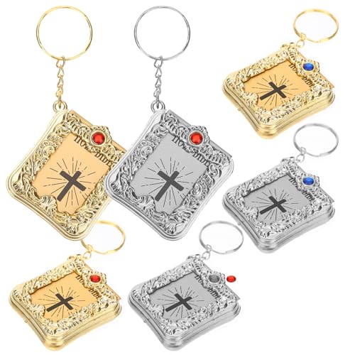 TOYANDONA Llaveros Bíblicos 6 Piezas Colgantes de Llavero Creativos Diseño Hueco Metal Dorado y Plateado para Mujer Obsequio Bautizo y Shower