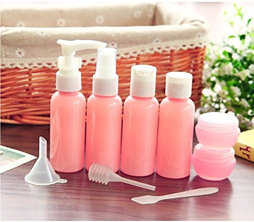 WOIWO Kit de viaje de 9 piezas Kit de viaje Botella de spray de plástico Loción Champú Crema Botella cosmética