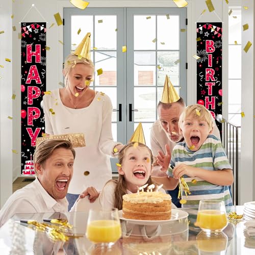 Image of Birthday Decorations Banner, Happy Birthday Door Sign for Men Women Boys Girls Ideal Birthday Decorations Party Supplies Outdoor Indoor 72 x 12 Inch
