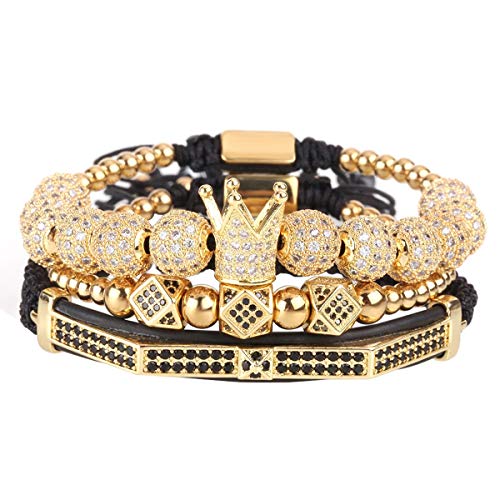 MAGIC FISH Imperial Crown King Gold Bracelets for Men Pave CZ Luxury Charm Fashion Cuff Bangle Crown Birthday Jewelry