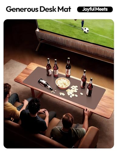 Image of YSAGi Leather Desk Protector, Office Mat, Large Mouse Mat, Non-Slip PU Leather Blotter, Laptop Desk, Waterproof Writing Pad for Office and Home (Chocolate, 47.2 inch x 23.6 inch)