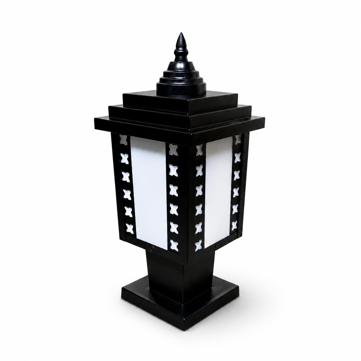 Outdoor Gate Pillar Light, Black Metal, Frosted Acrylic Diffuser, E27 Holder, Waterproof Exterior Post Lamp-image-17