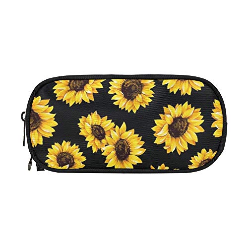 Image of ANANGTEE Sunflowers Pencil Case Pouch for Teen Girls Boys Kids 10 | Large Capacity School Stuff Student Stationery 3 Zippers, Soft Organizer Marker Pen Box for Women Men Heavy Duty
