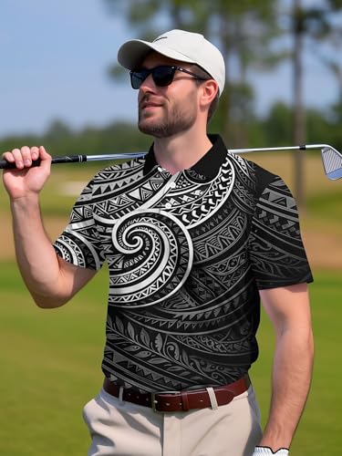 Image of PAGYMO Funny Golf Shirts for Men Crazy Printed Pattern Novelty Moisture Wicking Performance Mens Polo Shirt