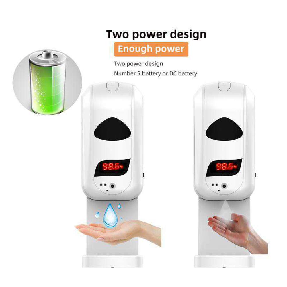 Termómetro Digital infrarrojo sin Contacto 2 en 1 con dispensador de desinfectante de Manos, Capacidad de 1200 ml, transmisión de Voz Inteligente, Dos Modos de Fuente de alimentación,Spray